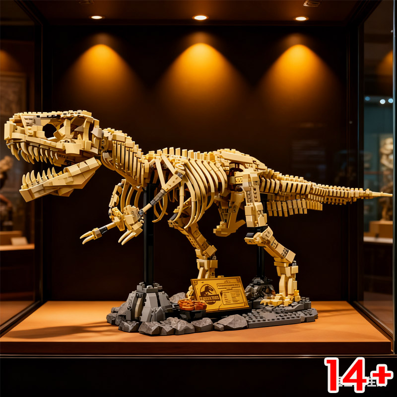 Kids Toys Dinosaur - บล็อกตัวต่อฟอสซิลไดโนเสาร์ 3145 ชิ้น โมเดลโครงกระดูกทีเร็กซ์ขนาด 105 ซม.