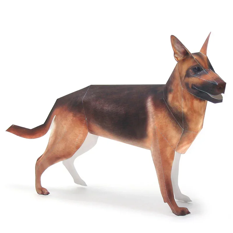 Kids Toys Dog - โมเดลกระดาษพับรูปสัตว์เลี้ยง เยอรมันเชพเพิร์ด งานศิลปะโอริกามิ รูปสัตว์เหมือนจริง งานฝีมือกระดาษ 3