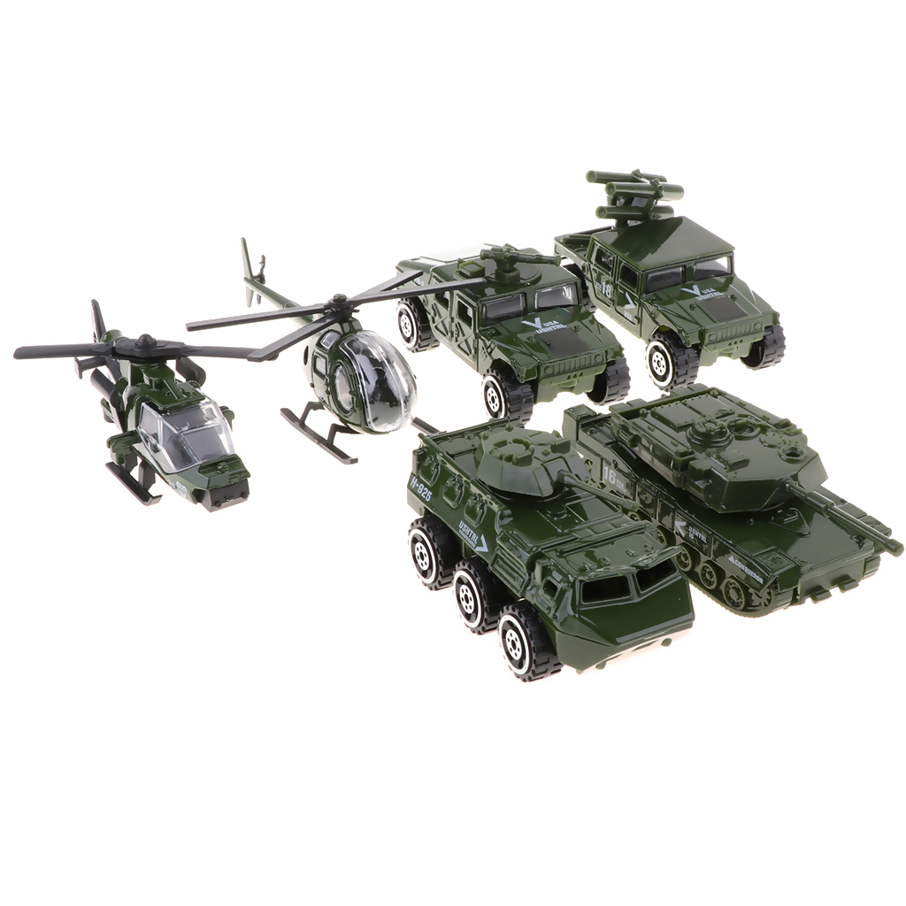 Kids Toys Jeep - 6 In 1 Assorted 1/87ยานพาหนะเด็กถังสำหรับJeep Armyของเล่น