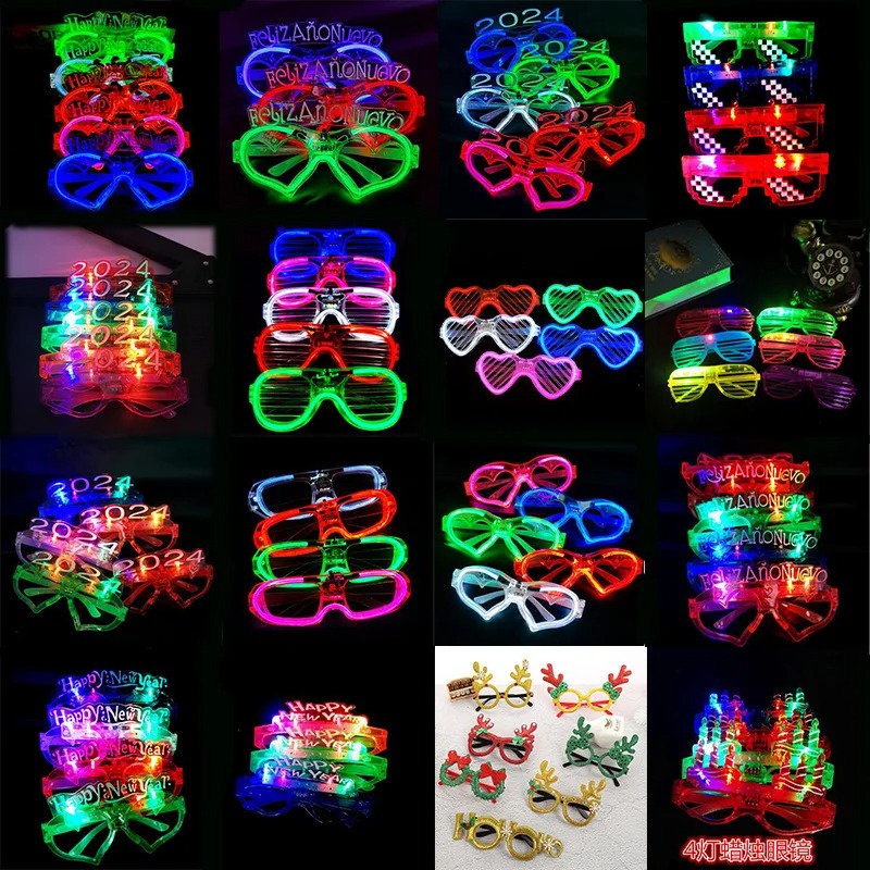 Kids Toys Christmas 2025 - แว่นตา LED 24 ชิ้น สำหรับเด็กและผู้ใหญ่ แว่นตาชัตเตอร์เรืองแสง