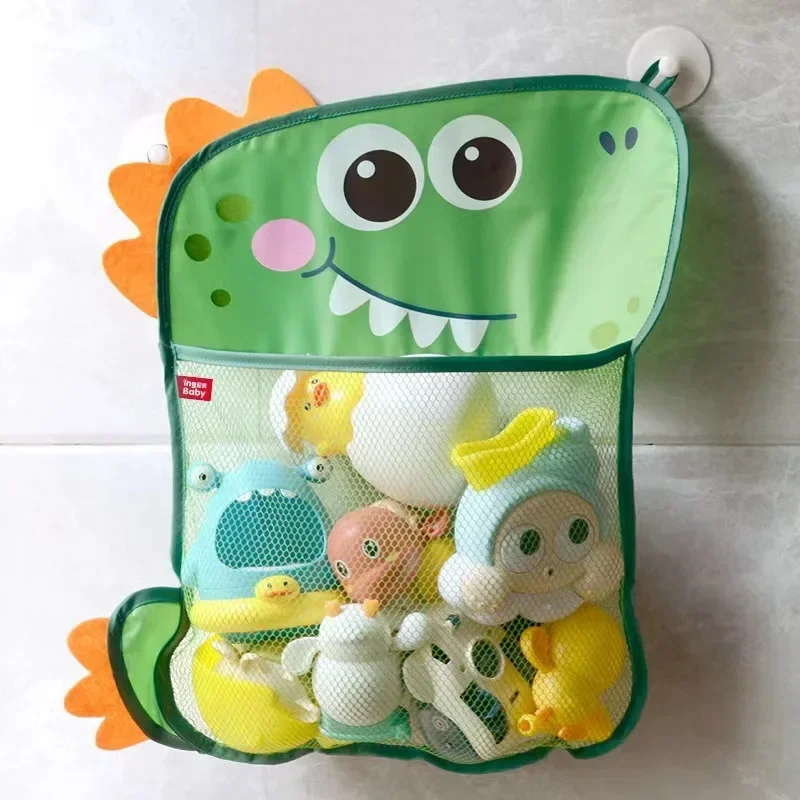 Kids Toys Dinosaur - ถุงเก็บของเล่นในห้องน้ำแบบแขวน สำหรับเด็ก ลายไดโนเสาร์/สัตว์ต่างๆ ตะกร้าตาข่ายสำหรับของเล่นอาบน้ำเด็ก