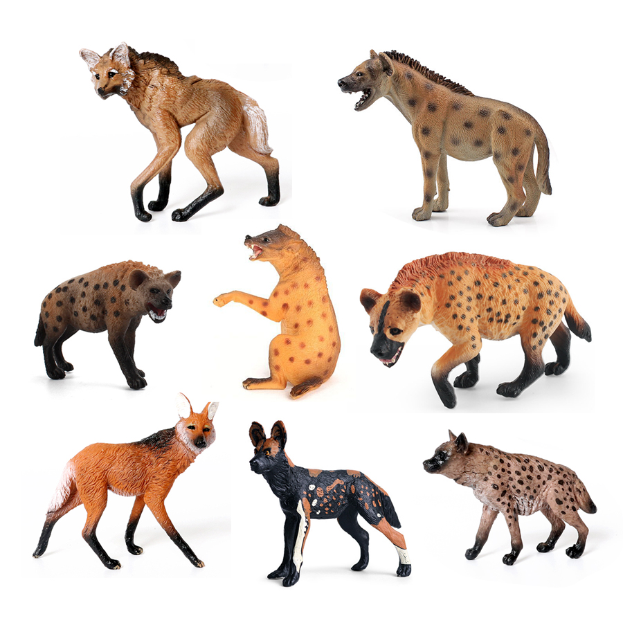 Kids Toys Dog - สมจริงพลาสติกสัตว์ป่า Hyena,Maned Wolf,สุนัขป่าแอฟริกันของเล่นมือทาสีตุ๊กตาสําหรับคอลเลกชันวิทยาศาสตร์การศึกษา Prop