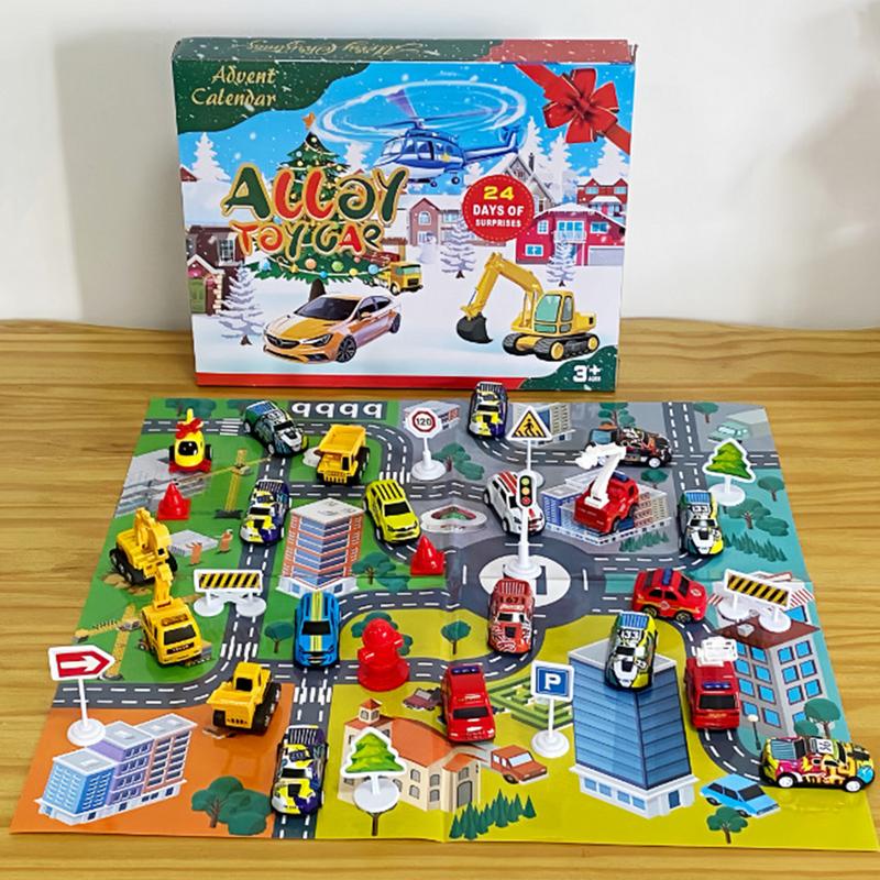 Kids Toys Christmas 2025 - ชุดของเล่นรถยนต์ 24 ชิ้น ปฏิทินนับถอยหลังวันคริสต์มาส ของเล่นยานพาหนะ ของขวัญปีใหม่