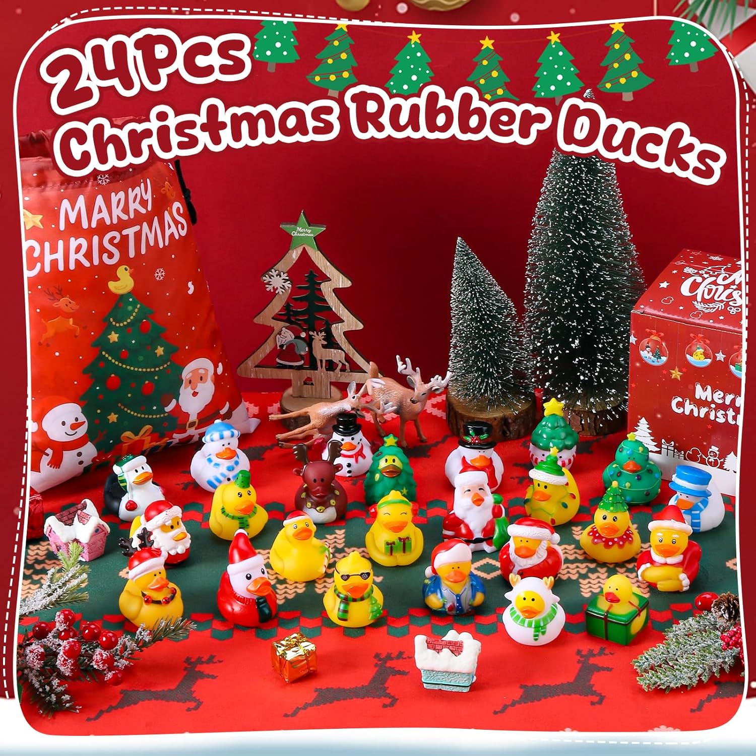Kids Toys Jeep - เป็ดยางคริสต์มาส 12-100 ชิ้น，ของเล่นเป็ดรูปรถจี๊ปสำหรับเด็ก ของขวัญใส่ถุงเท้าคริสต์มาส ของตกแต่งคริสต์มาส ของขวัญแลกเปลี่ยน